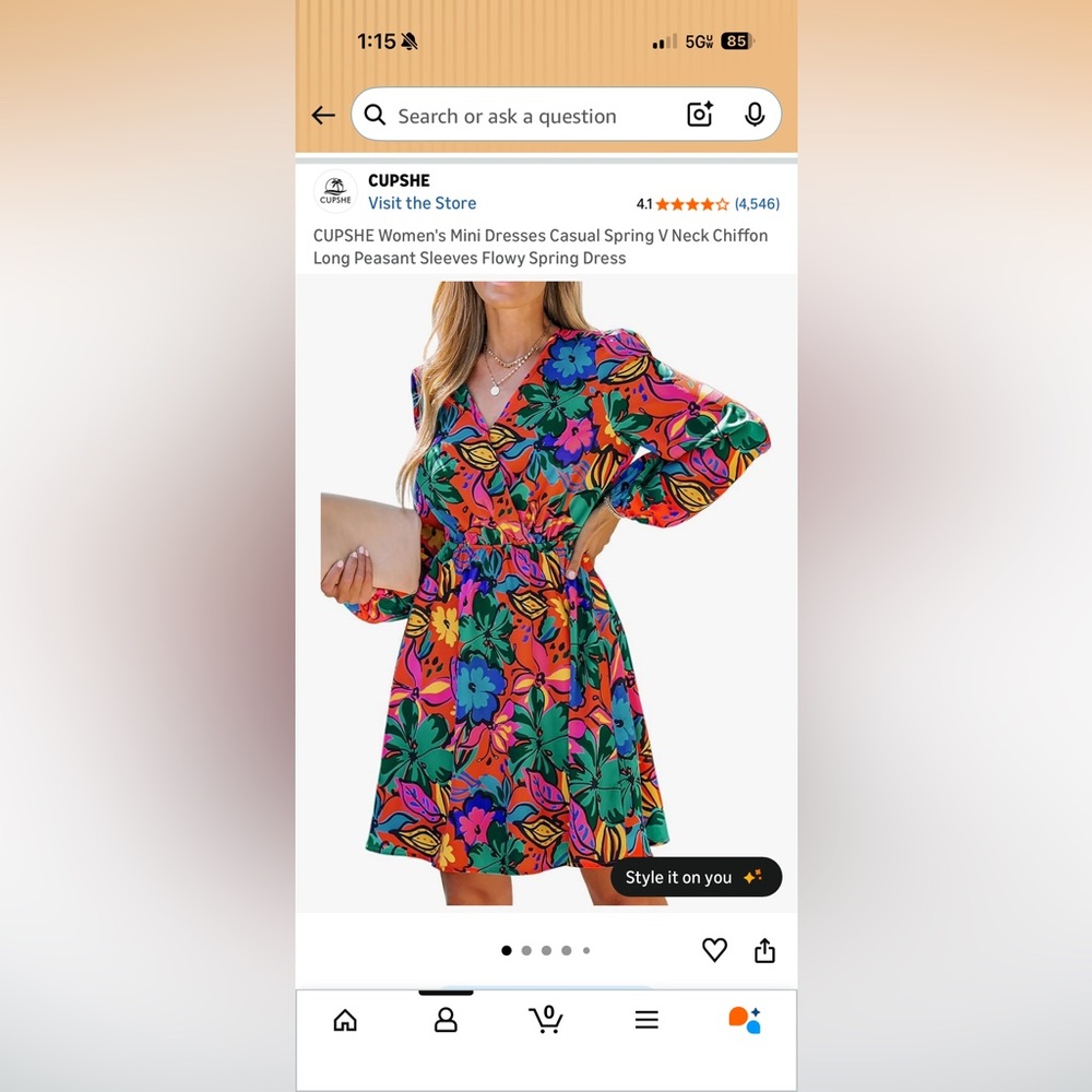 Cupshe Colorful Floral Long Sleeve Dress